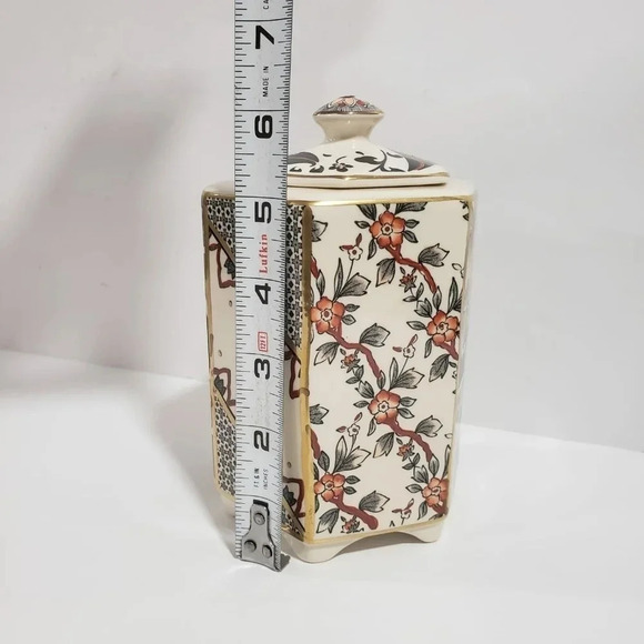 VTG  Masons Ironstone hexagon Lidded Jar With Applique Pattern,Multi-colored. - Picture 10 of 10